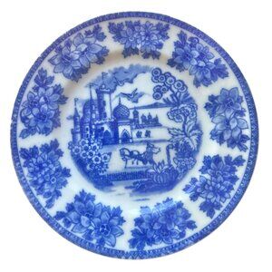 TA Shoten TSL13 Blue & White Plate Flow  6.25" Diameter Vintage Collectible
